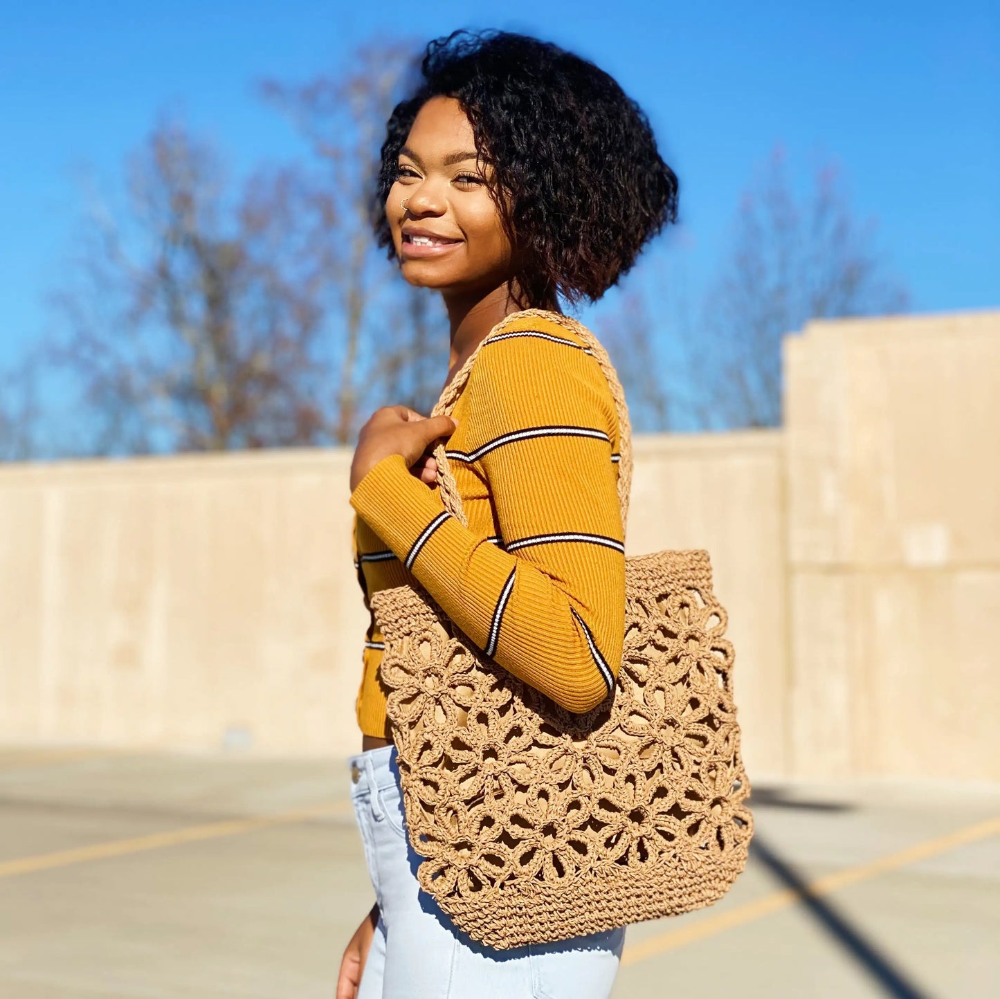 Hand Made Muted Floral Tote